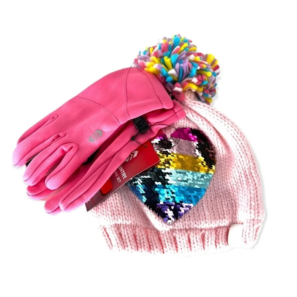 Free Country Girls Knit Hat and Glove Set - L/XL